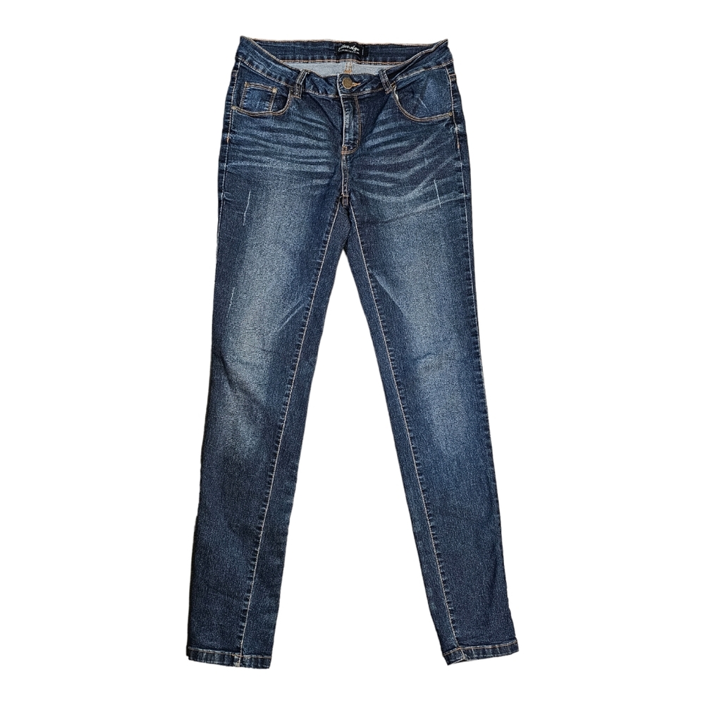 Blue Age‎ Women's Size 9 Blue Distressed Skinny Dark Wash Stretch Denim Jeans